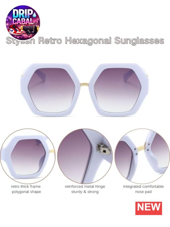 Oversized Vintage Hexagonal Sunglasses Women UV400 Polycarbonate Retro Shades main image 6